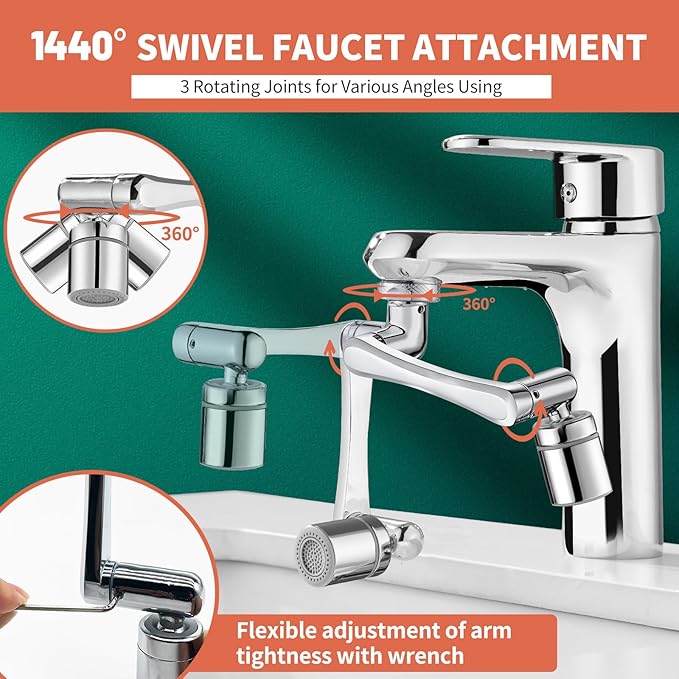 Patented CECEFIN 1080°Swivel Faucet-Extender Sink-Aerator - Image 3