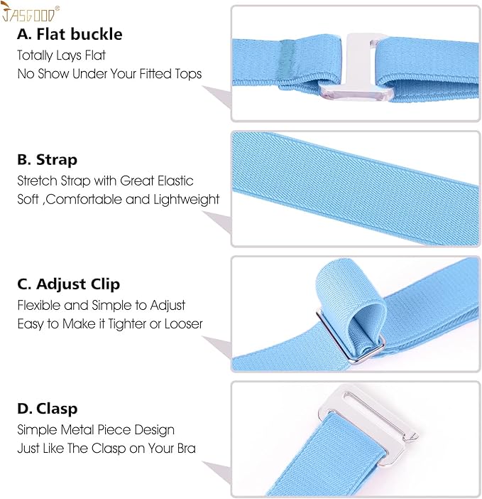 JASGOOD Women No Show Stretch Belt Elastic Web Strap Belt - Image 4