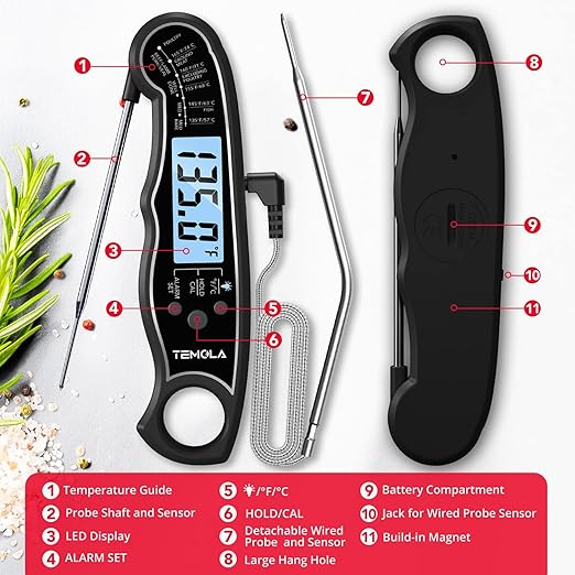 TEMOLA Meat Thermometer, Instant Read Food Thermometer - Image 6
