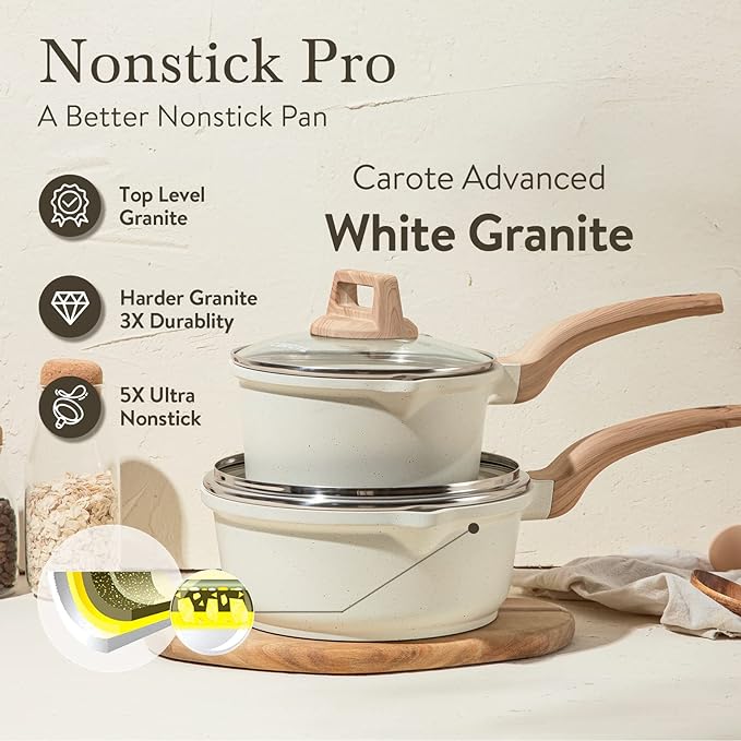 CAROTE 1.5Qt & 3.0Qt Sauce Pan Sets - Image 3