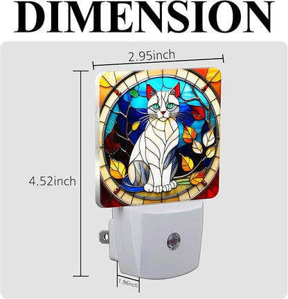 PODMemory Cat Stained Glass Night Lights Plug into Wall - Image 2