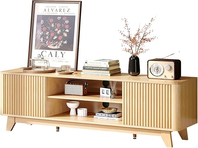 VINGLI 58.6" TV Stand for 70 Inch TV, Mid Century Entertainment Center - Image 8