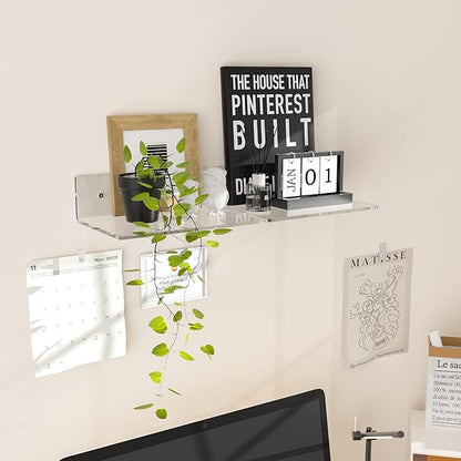9 Inches Acrylic Wall Shelves 2 Pack, Floating Shelf - Image 2
