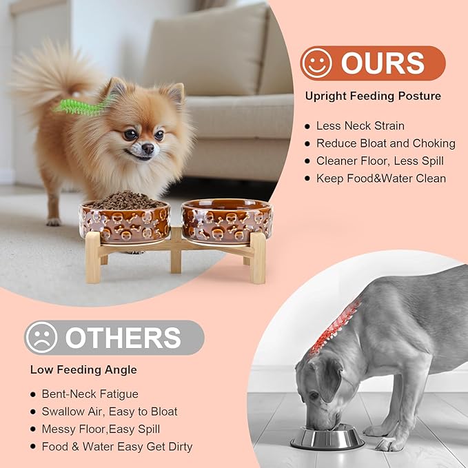 SPUNKYJUNKY Elevated Dog Bowls Ceramic, 5.1'' Dogs and Cat Food Water Bowls - Image 3