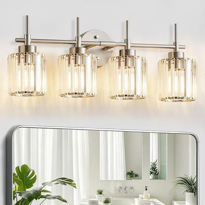 EJIAXIN Crystal Bathroom Vanity Lights, 4 Light Bath Mirror Light Brushed by WelcometoEJIAXIN