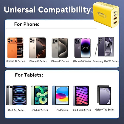 USB C Wall Fast Charger Block, 40W 4-Port Type C Chargers Fast Charging Blocks - Image 4