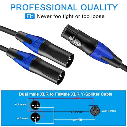 Seefeful XLR Splitter Cable, 1 Female to 2 Male Patch Y Cable Balanced - Image 3