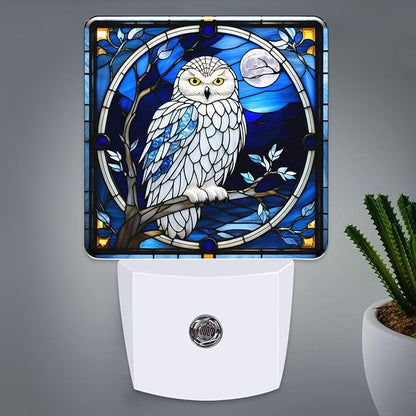 PODMemory Owl Stained Glass Night Lights Plug into Wall by PODMemory