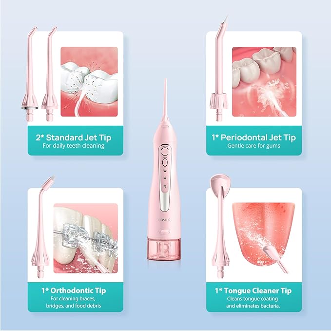 COSLUS Water Dental Flosser Teeth Pick: Portable Cordless Oral Irrigator 300ML - Image 9