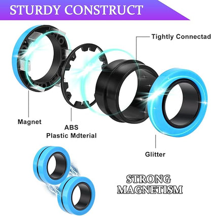 Cevioce 9 PCS Magnetic Ring Fidget Toys Set, ADHD Anxiety Magnetic Finger - Image 2