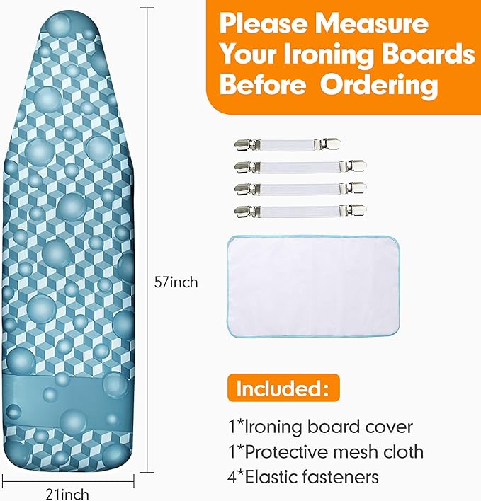 Ironing Board Cover and Pad, 21x54 Extra Large Thick Iron Padding, Scorch & - Image 6