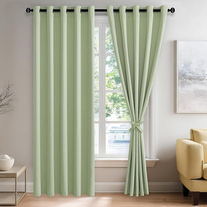 JIUZHEN Light Green Blackout Curtains by JIUZHEN