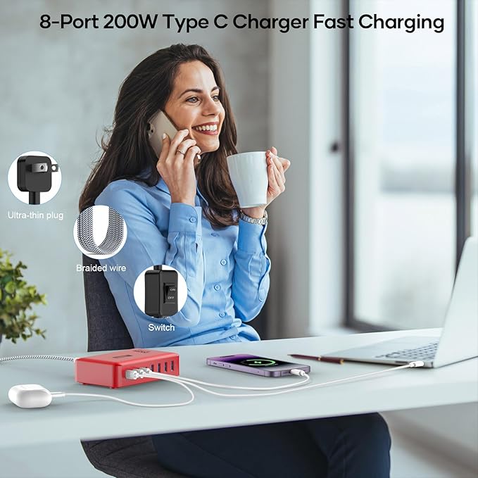 8-Port USB Charger Block 200W - Image 7