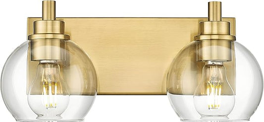 METWET Bathroom Light Fixtures, 2 Light Brushed Gold Vanity Light, Modern Wall by Metwet