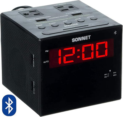 Sonnet Alarm Clock Charging Station, AM FM Radio, Dual USB Charging Ports by Ken-Tech