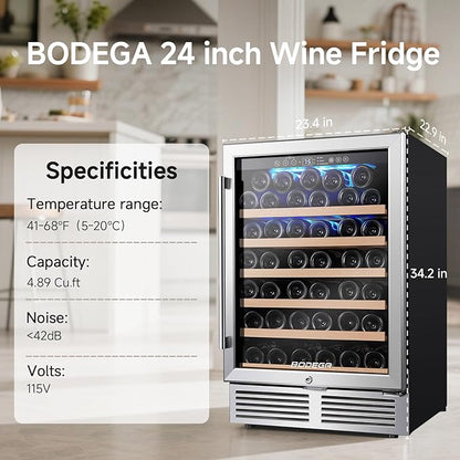 BODEGA Wine Fridge Freestanding, 24 inch Under Counter Wine Refrigerator - Image 3