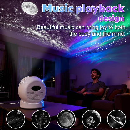 Aurora Starlight Sky Projector Night Light Features Bluetooth Music Playback & - Image 2