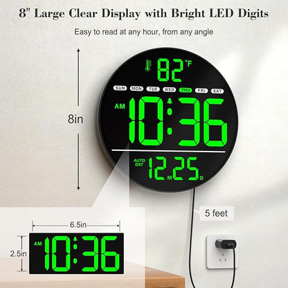 WallarGe Large Digital Wall Clock - Image 2