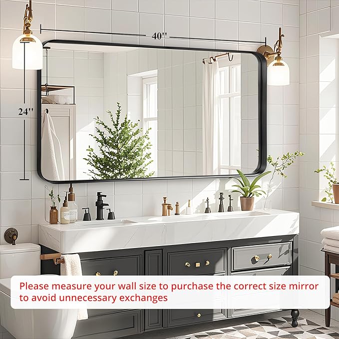 Fabuday Bathroom Mirror with Black Frame - Image 2