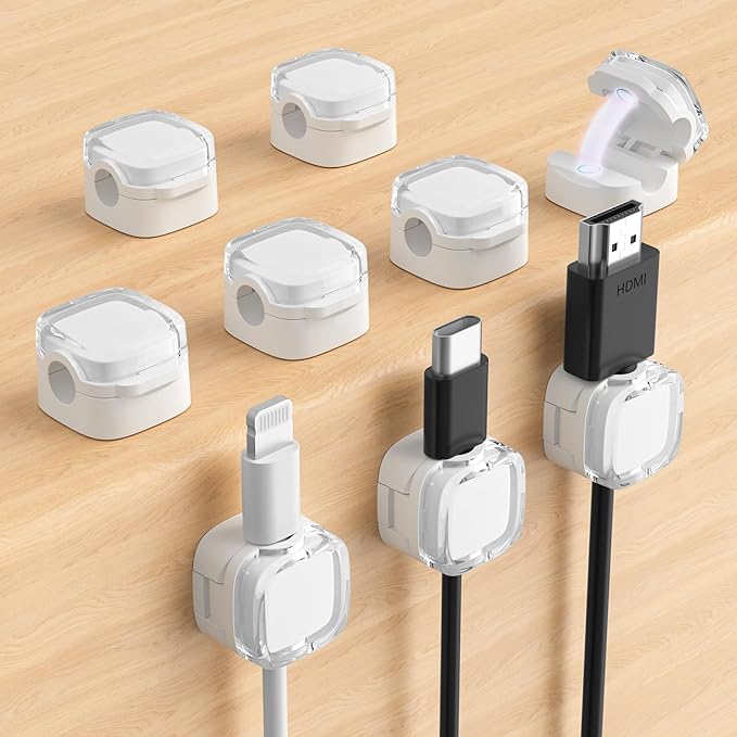 Magnetic Cable Clips, Adjustable Cord Holder Management, Adhesive Wire Keeper by COOCAT