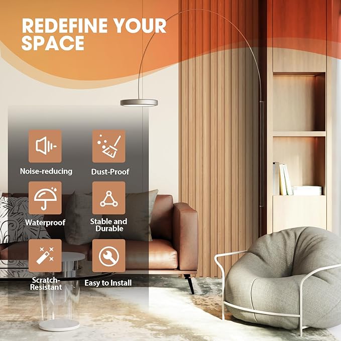 OUZUGIE WPC Acoustic Slat Wall Paneling, Living Room, TV Background, Study Room - Image 6
