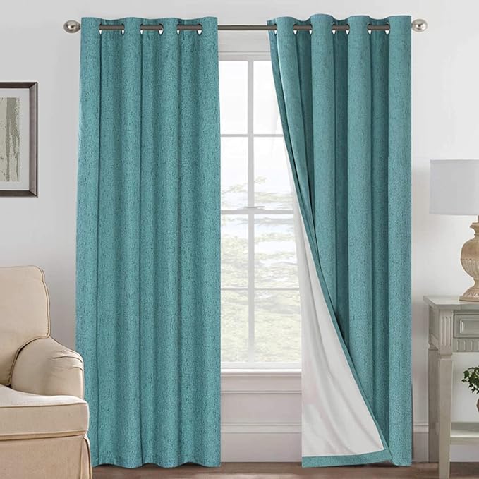 H.VERSAILTEX Linen Blackout Curtains 108 Inches Long 100% Absolutely Blackout by HVERSAILTEX