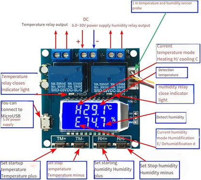 Double Output Digital Display Temperature Humidity Control Module Easy Read -20 - Image 3