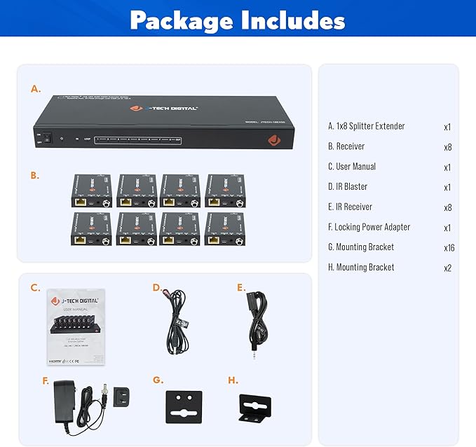 J-Tech Digital HDMI 2.0 4K Extender Splitter Over Single Cable CAT6 - Image 9