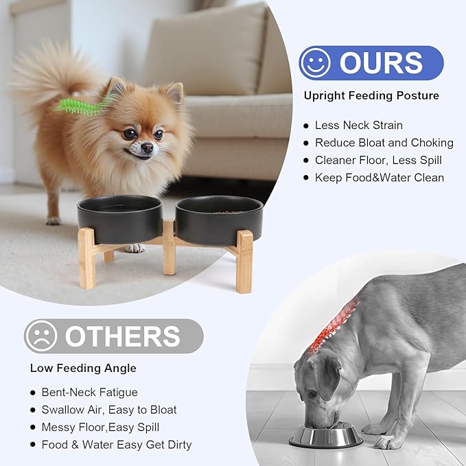 SPUNKYJUNKY Elevated Dog Bowls Ceramic, 5.1'' Dogs and Cat Food Water Bowls - Image 3