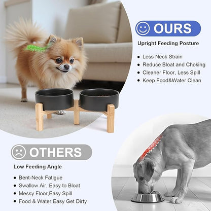SPUNKYJUNKY Elevated Dog Bowls Ceramic, 5.1'' Dogs and Cat Food Water Bowls - Image 3