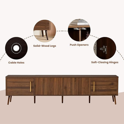 Merax Mid Century 78" TV Stand, Modern Fluted Entertainment Center - Image 5