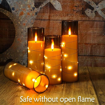 Flameless Candles with Embedded Star String, Battery Operated LED Pillar - Image 3