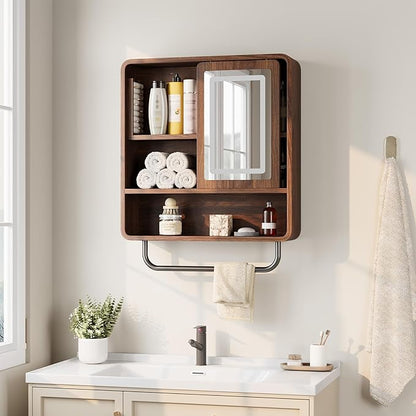 QUW Bathroom Wall Cabinet with Sliding Mirror Door, Modern Medicine Cabinet - Image 2
