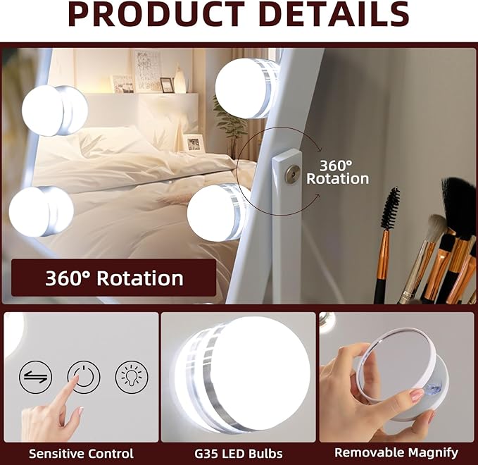 VANITII Vanity Mirror with Lights Hollywood Lighted Makeup Mirror with 9 - Image 2