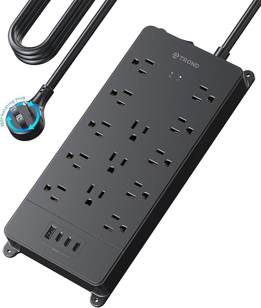 TROND 360° Rotating Flat Plug, Surge Protector Power Strip, 13AC Widely Spaced by TRONDOfficial