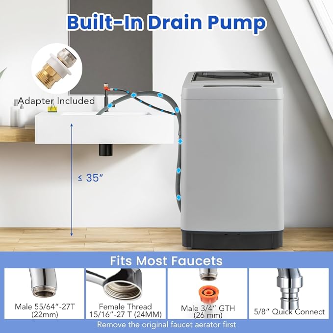 COSTWAY Portable Washing Machine, 11 LBS Full Automatic Portable Washer - Image 7
