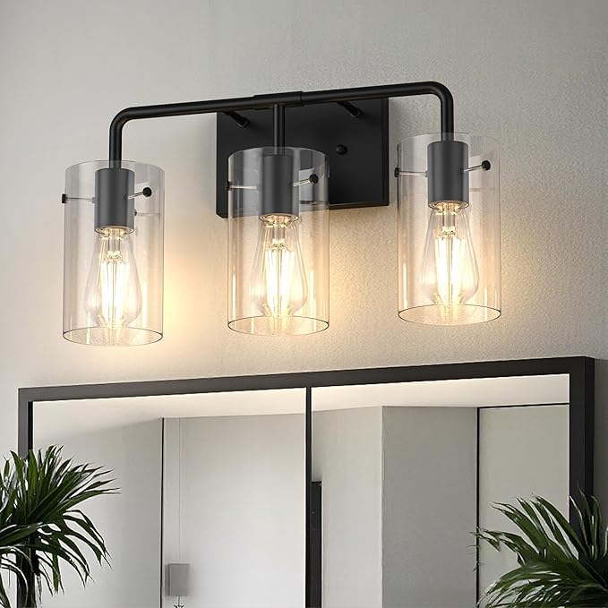 L LOHAS LED 3-Light Bathroom Light Fixtures, 17.71" Black Bathroom Vanity Light by LLOHASLED