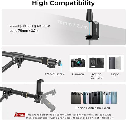 SMALLRIG Triangle Camera Desk Mount, Max. Load 3kg/ 6.6lbs, Overhead Mount - Image 6