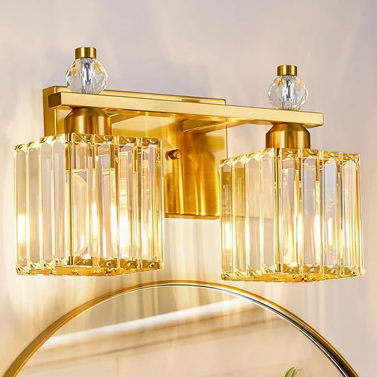 FDPBY Gold Bathroom Vanity Lights Crystal Vanity Light Bathroom Lighting by FDPBY