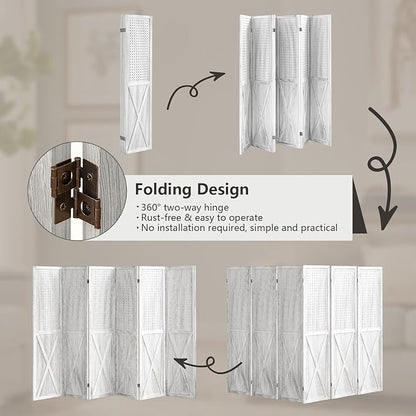 ALeesing 6 Panel Pegboard Room Divider, 5.6Ft Pegboard Display Folding Privacy - Image 7