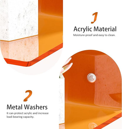 9 Inch Orange Wall Shelves, Acrylic Wall Mounting Ledges Display, Acrylic - Image 5