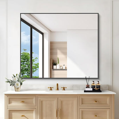 Black Bathroom Mirror for Wall, 30x36 Inch Rectangle Mirrors - Image 3