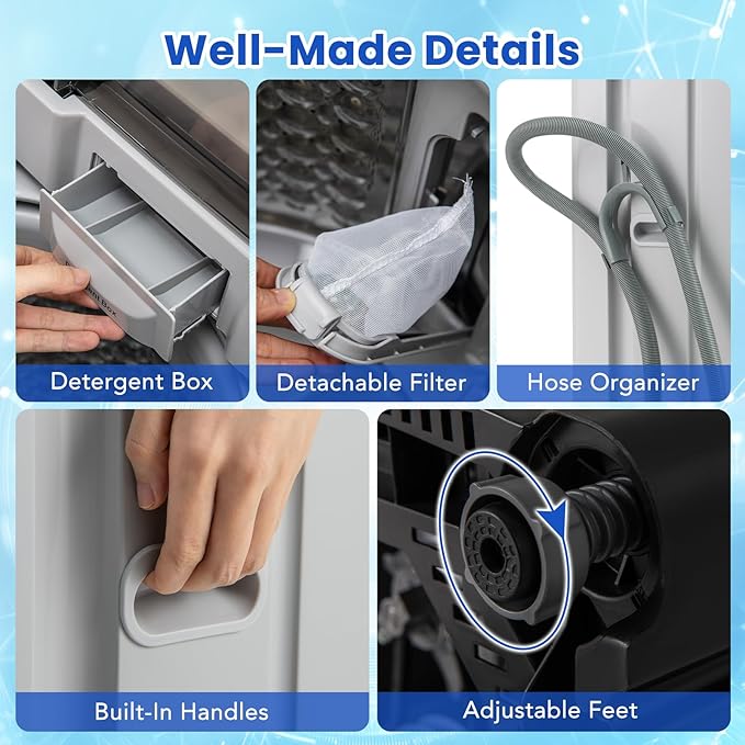 COSTWAY Portable Washing Machine, 11 LBS Full Automatic Portable Washer - Image 5