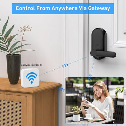 Smart keypad Door Lock with Handle，Fingerprint Keyless Entry Digital Lock with - Image 4