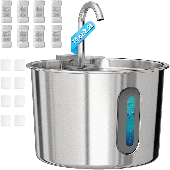 Cat Water Fountain, 74oz/2.2L Cat Fountain by HAJXM