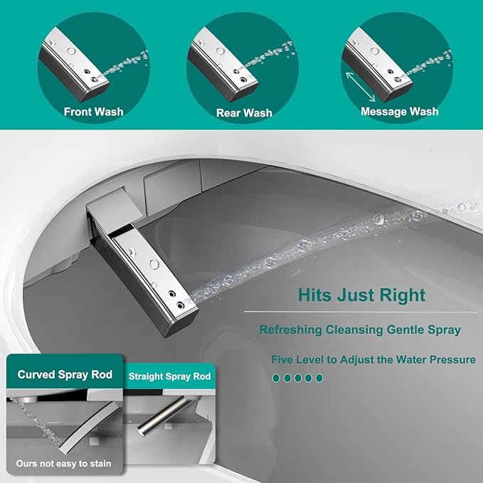 AQUATIZ Elongated Smart Toilet Bidet, Electric Toilet Seat - Image 3