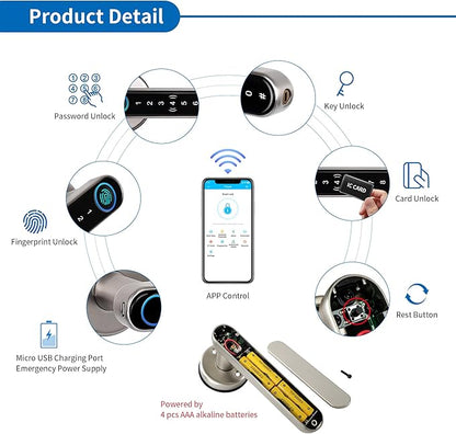Smart Lock, CATCHFACE Fingerprint Door Lock TTLock Smart Door Knob Smart Door - Image 3