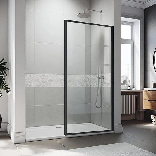 Shower Glass Door 38W*74H Inch, Bathroom Framed Fixed Shower Glass Panel by Unknown