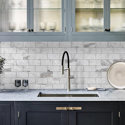 Vamos Tile 100-Piece Glossy Statury White Peel and Stick Backsplash Tile - Image 6