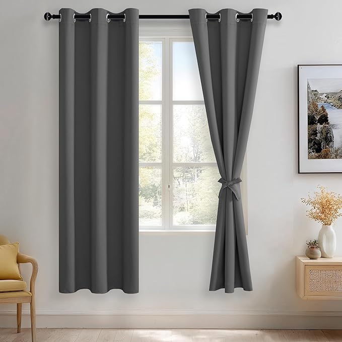 JIUZHEN Dark Grey Blackout Curtains by JIUZHEN